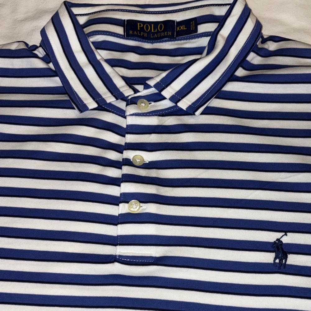 Ralph Lauren Navy and White Striped Polo short sleeve